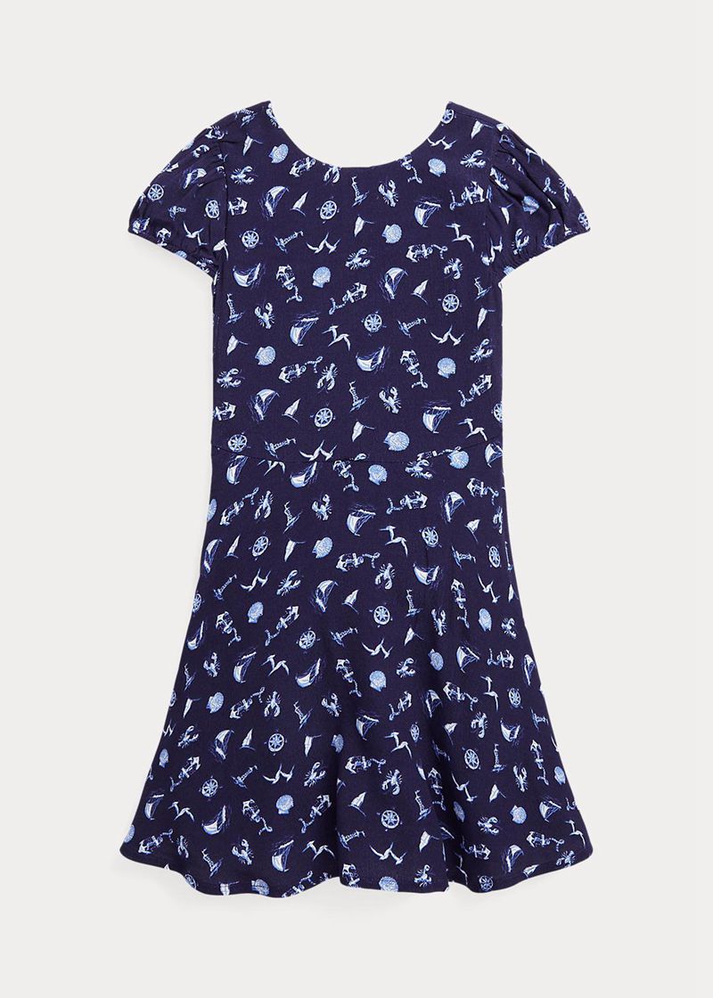 Vestidos Polo Ralph Lauren Niña 1.5-6.5 Años Nautical-Print Crepe Chile Azules XHIUA-0483